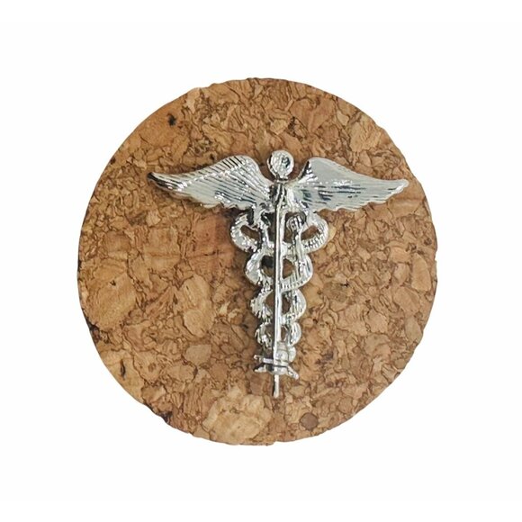 ✨Staff of Hermes Caduceus Medical Doctor Medicine Snakes Wing Broch Silver - Picture 4 of 4